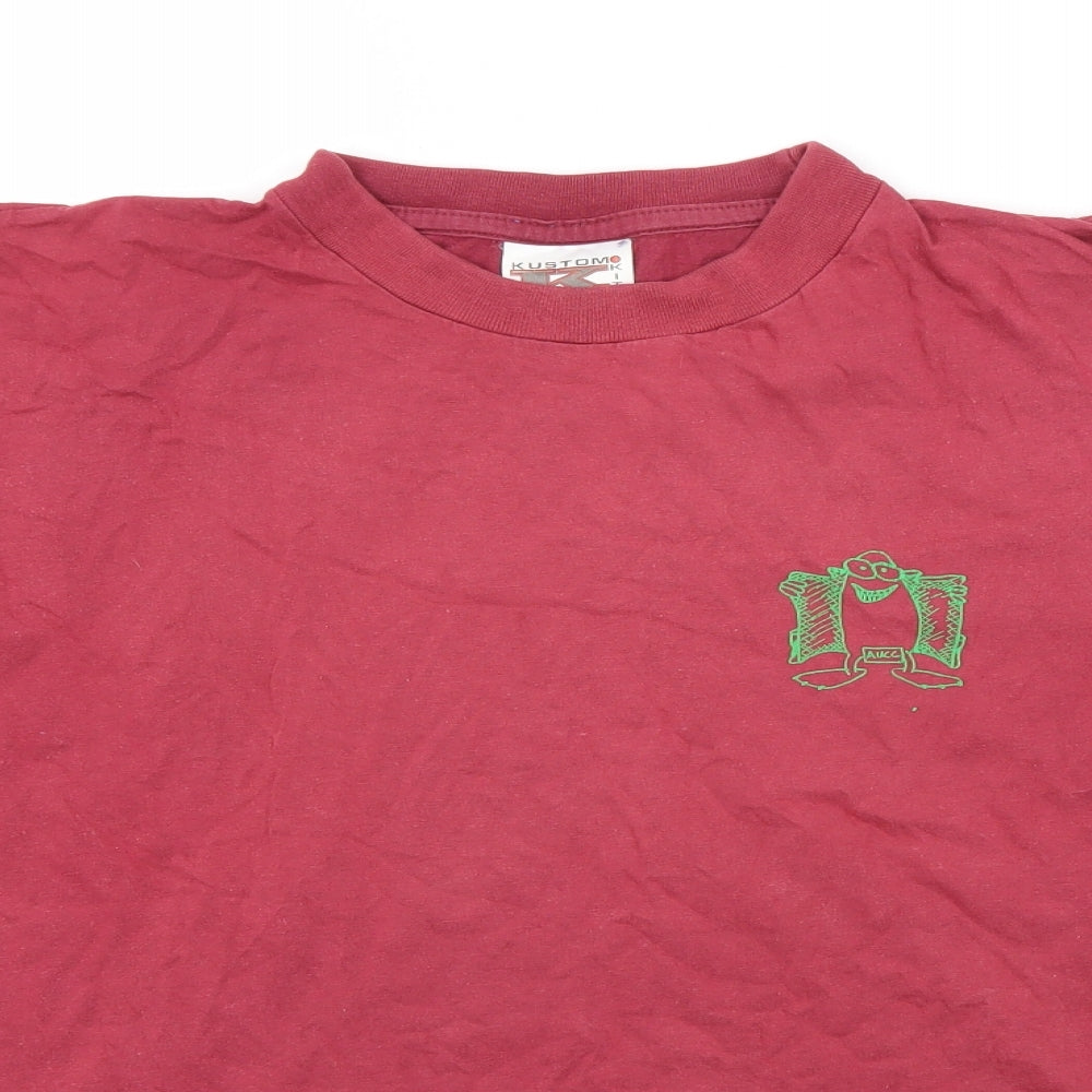 Kustom Mens Pink  Cotton  T-Shirt Size XL Round Neck