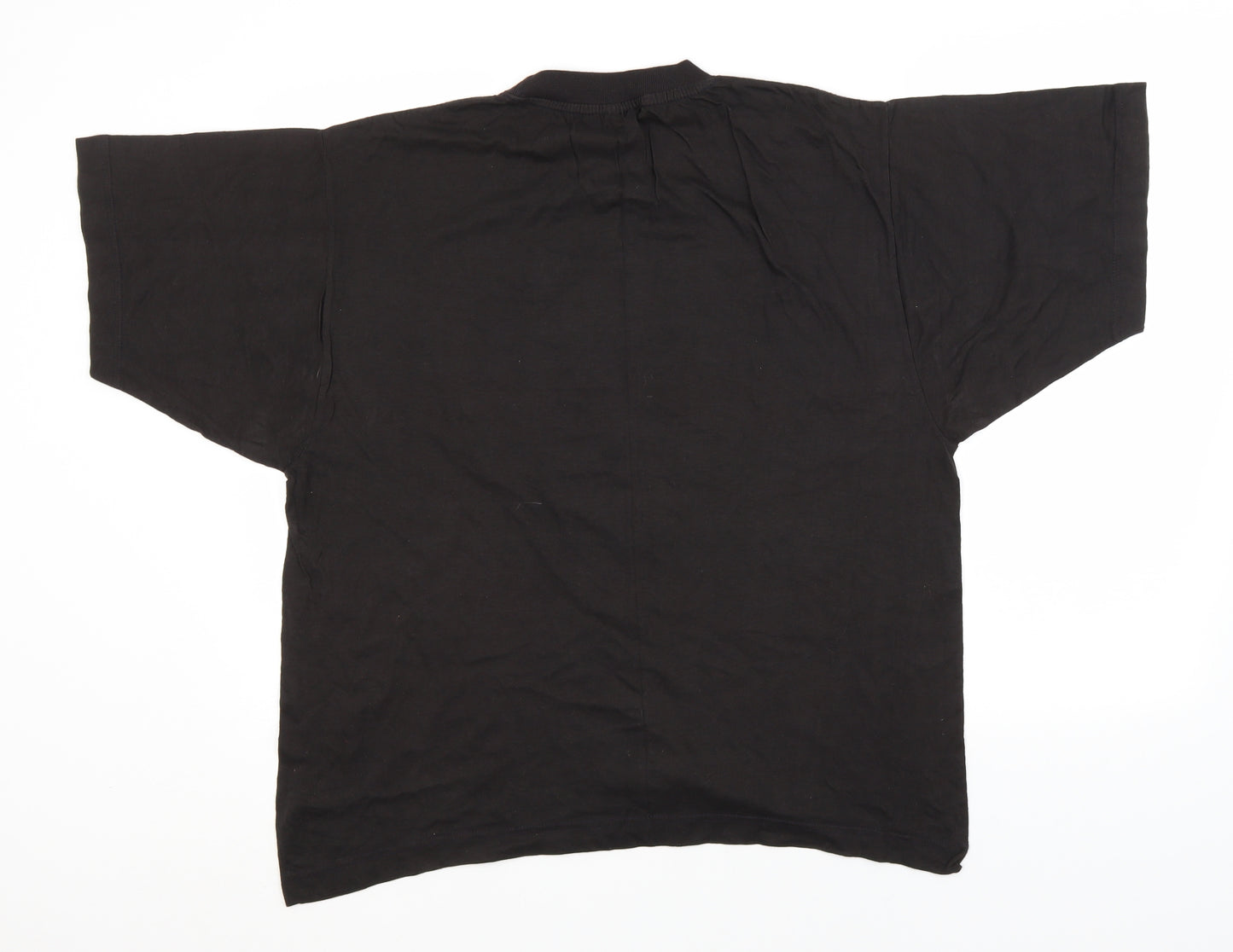 Preworn Womens Black  Cotton Basic T-Shirt Size 16 Round Neck