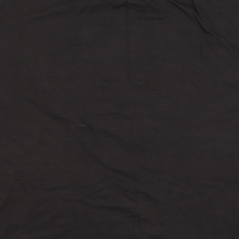 Preworn Womens Black  Cotton Basic T-Shirt Size 16 Round Neck
