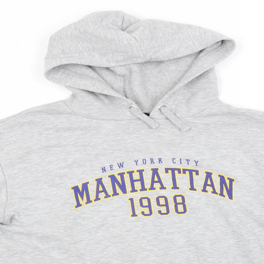 New Look Boys Grey  Polyester Pullover Hoodie Size 14-15 Years   - Manhattan