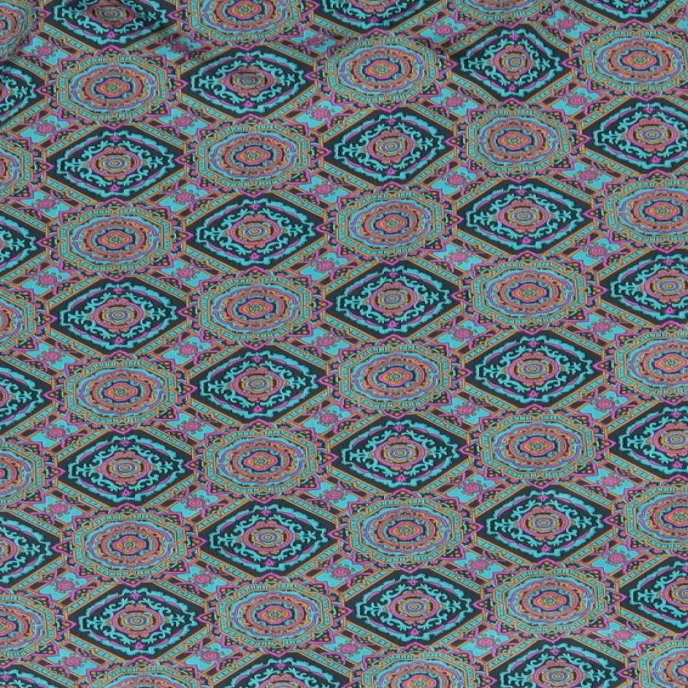 Preworn Womens Green Paisley Polyester Basic Button-Up Size 14 Collared