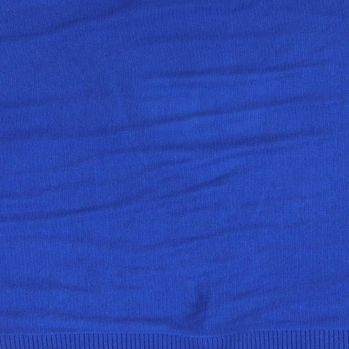 Dots Womens Blue V-Neck  Acrylic Pullover Jumper Size XL