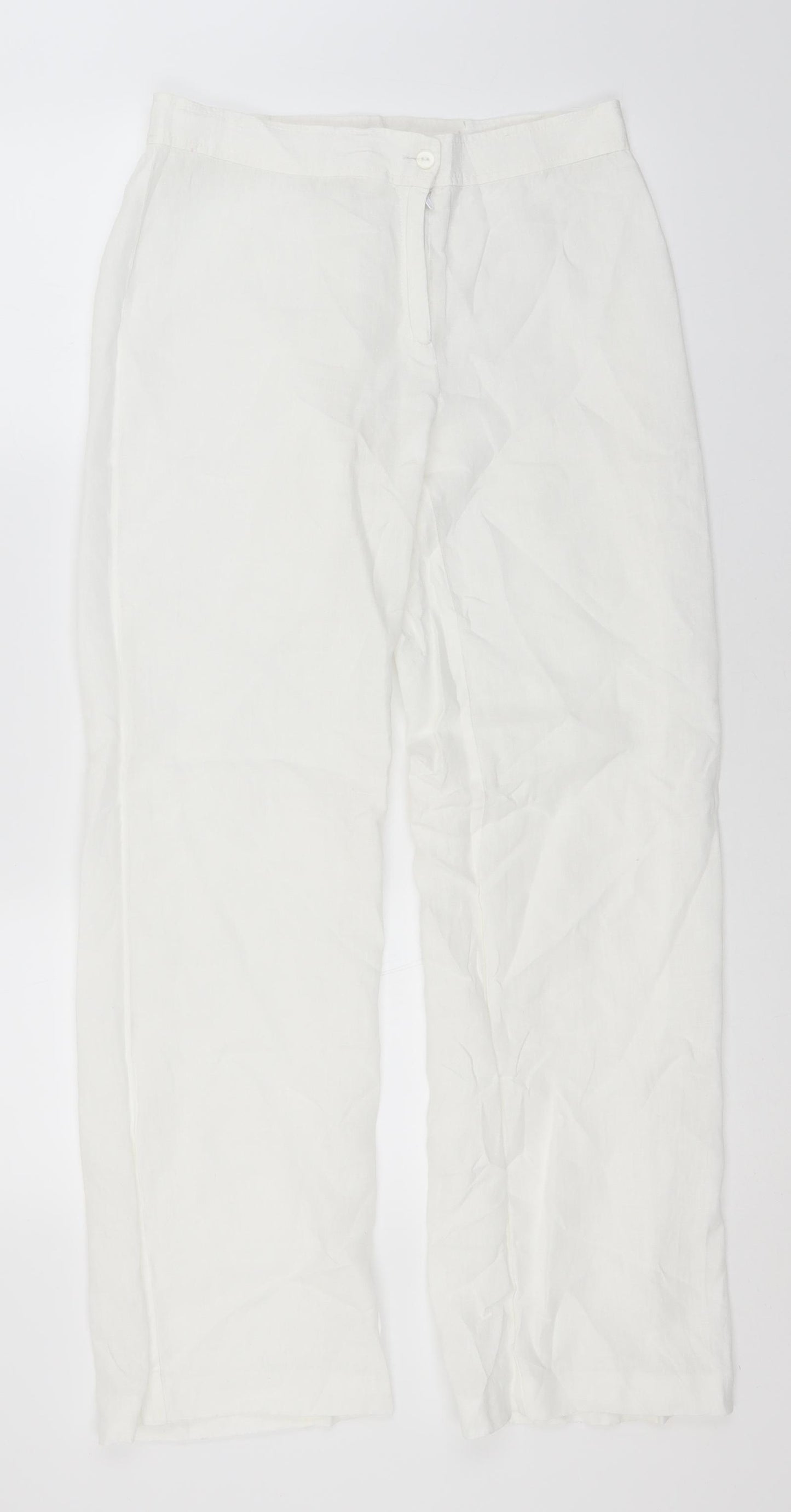 Preworn Womens White  Linen Trousers  Size 12 L30 in Regular