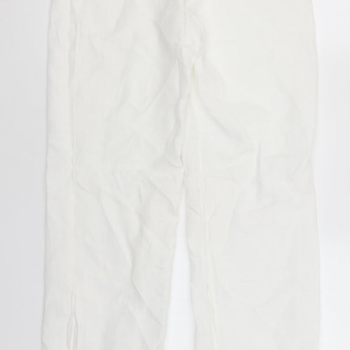 Preworn Womens White  Linen Trousers  Size 12 L30 in Regular