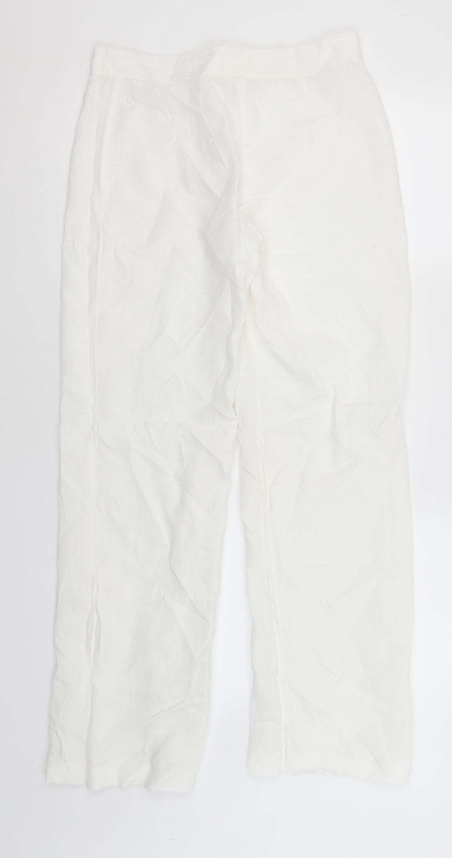 Preworn Womens White  Linen Trousers  Size 12 L30 in Regular