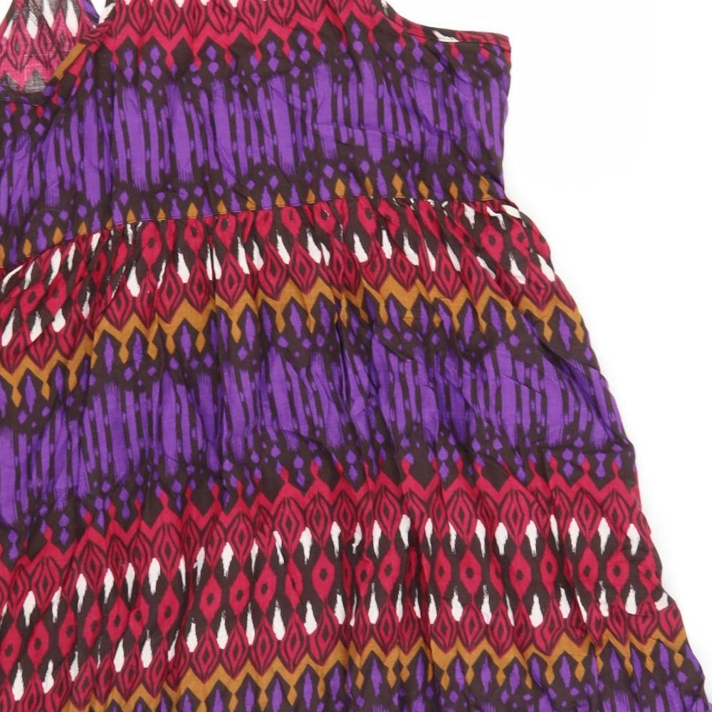 E-vie Womens Multicoloured Geometric Viscose A-Line  Size 12  Round Neck
