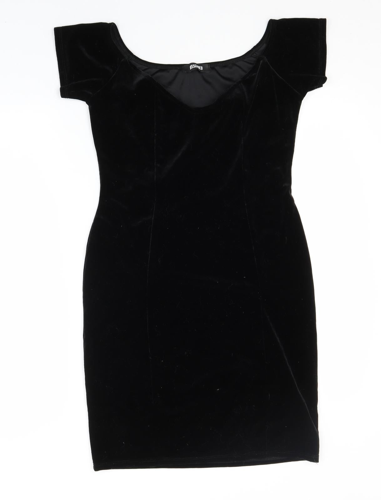 Missguided Womens Black  Polyester Pencil Dress  Size 12  Roll Neck