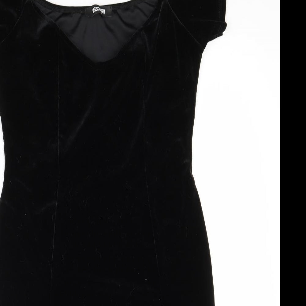 Missguided Womens Black  Polyester Pencil Dress  Size 12  Roll Neck