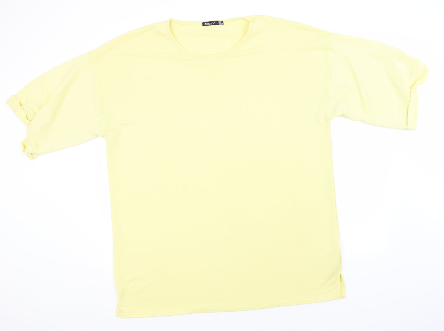 Boohoo Womens Yellow  Polyester Basic T-Shirt Size 22 Round Neck