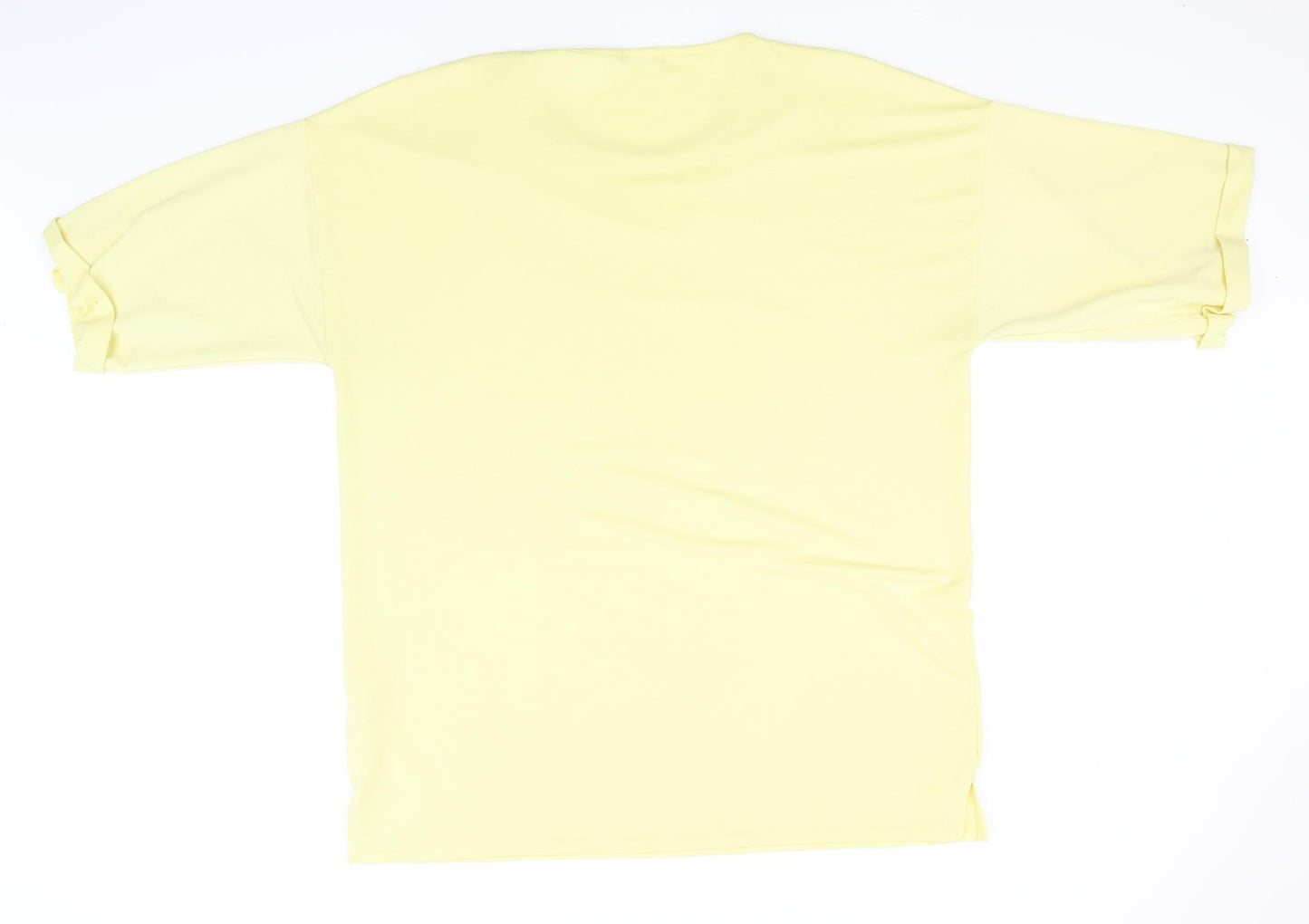 Boohoo Womens Yellow  Polyester Basic T-Shirt Size 22 Round Neck