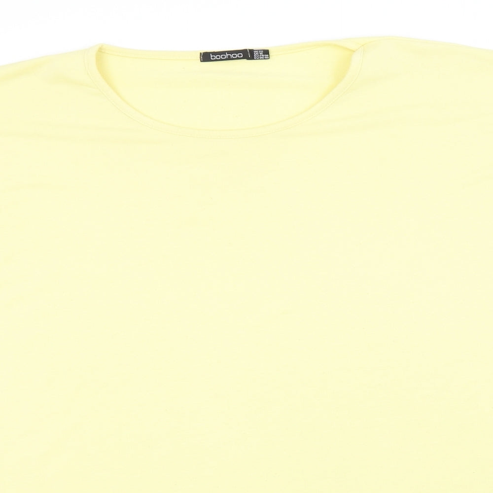 Boohoo Womens Yellow  Polyester Basic T-Shirt Size 22 Round Neck