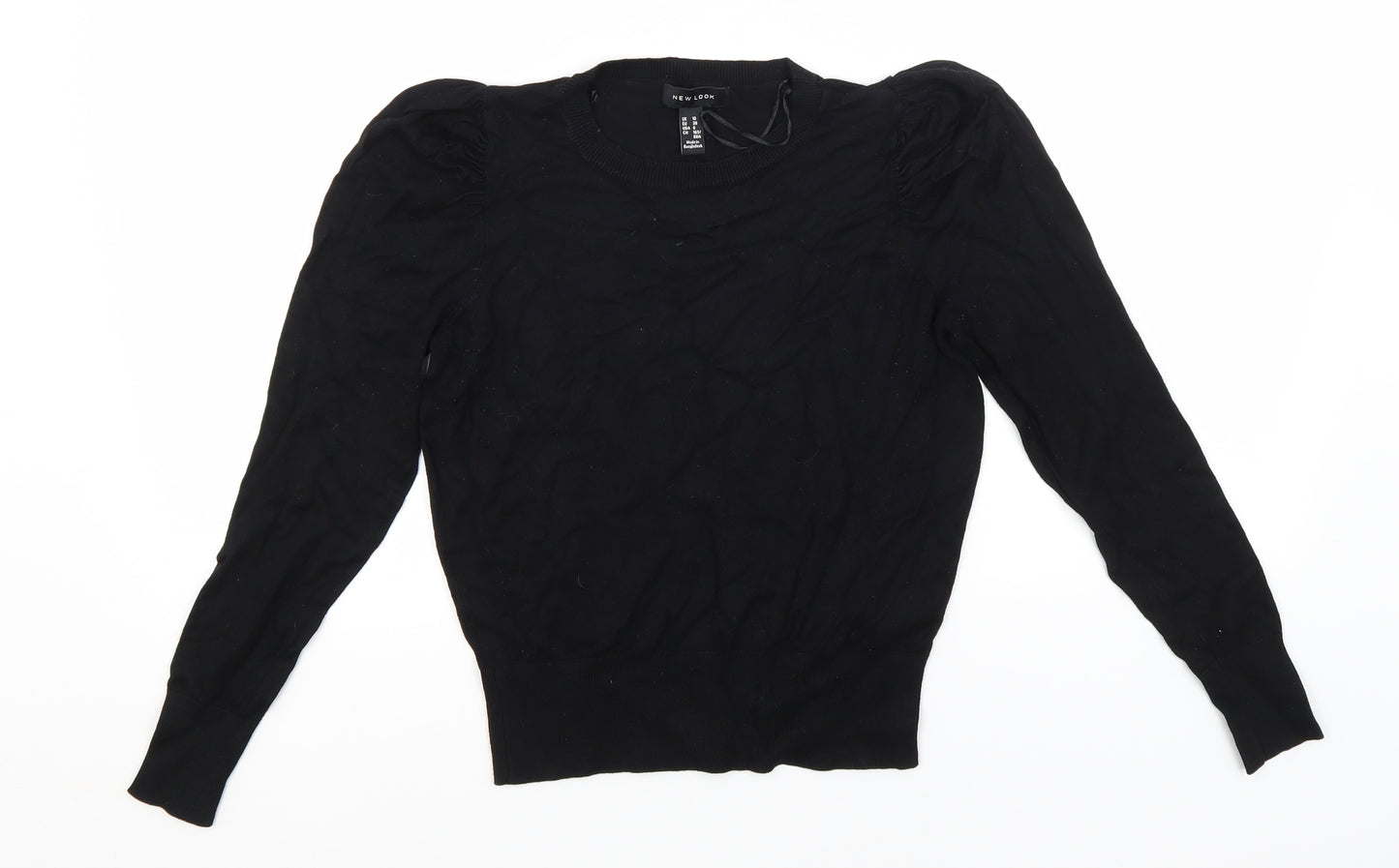 New Look Womens Black Round Neck  Viscose Pullover Jumper Size 10