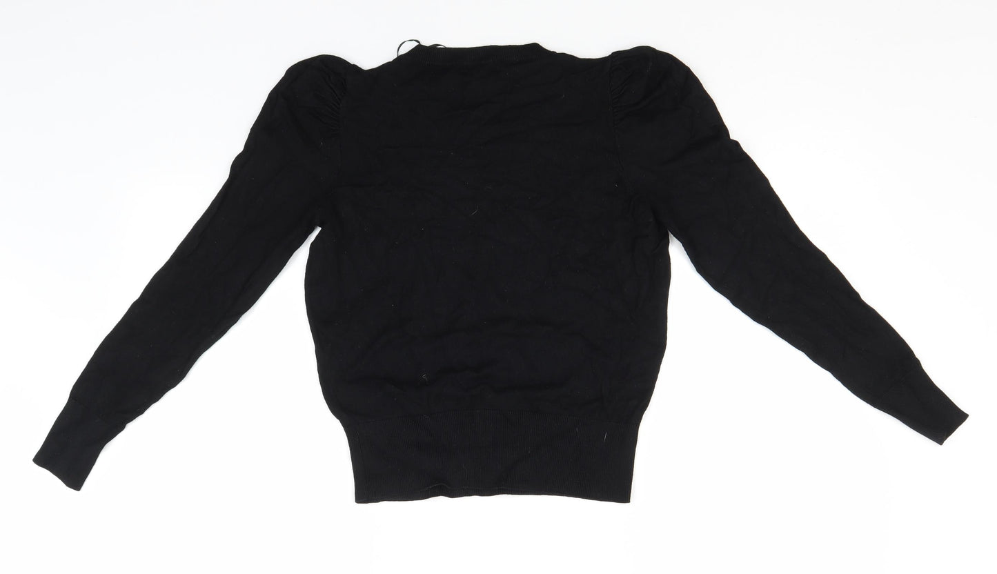New Look Womens Black Round Neck  Viscose Pullover Jumper Size 10