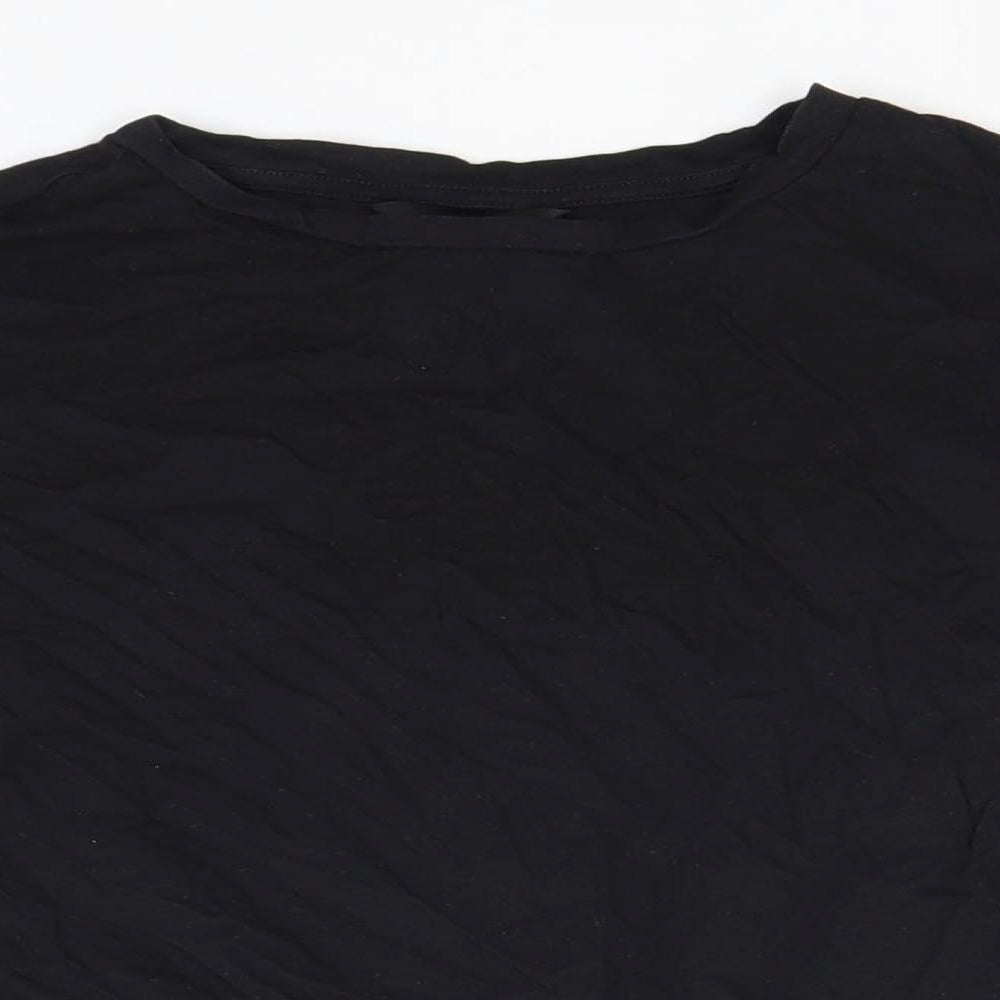 New Look Womens Black  Cotton Basic T-Shirt Size 8 Round Neck