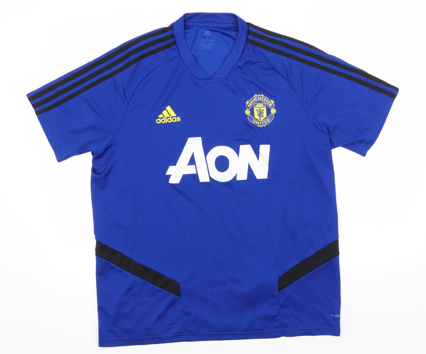 adidas Mens Blue  Polyester  T-Shirt Size L Round Neck  - Manchester United