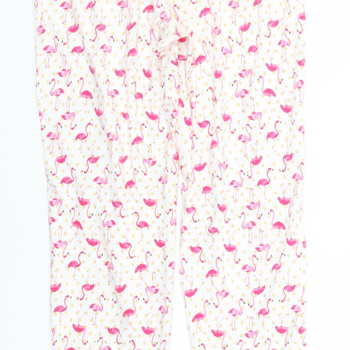 George Womens White Animal Print Cotton  Pyjama Pants Size 12   - Flamingos