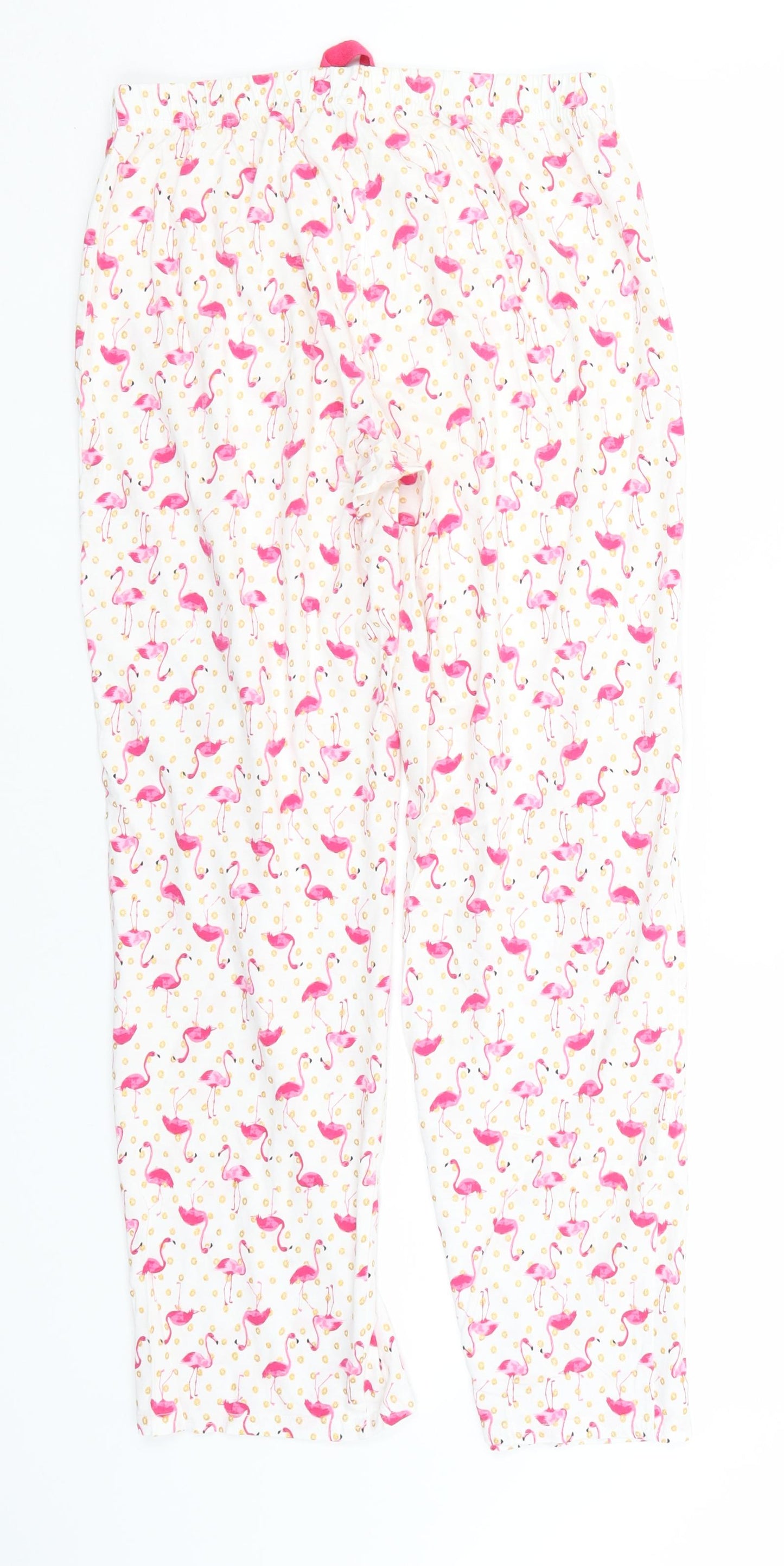 George Womens White Animal Print Cotton  Pyjama Pants Size 12   - Flamingos
