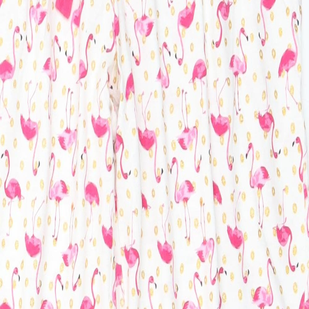 George Womens White Animal Print Cotton  Pyjama Pants Size 12   - Flamingos