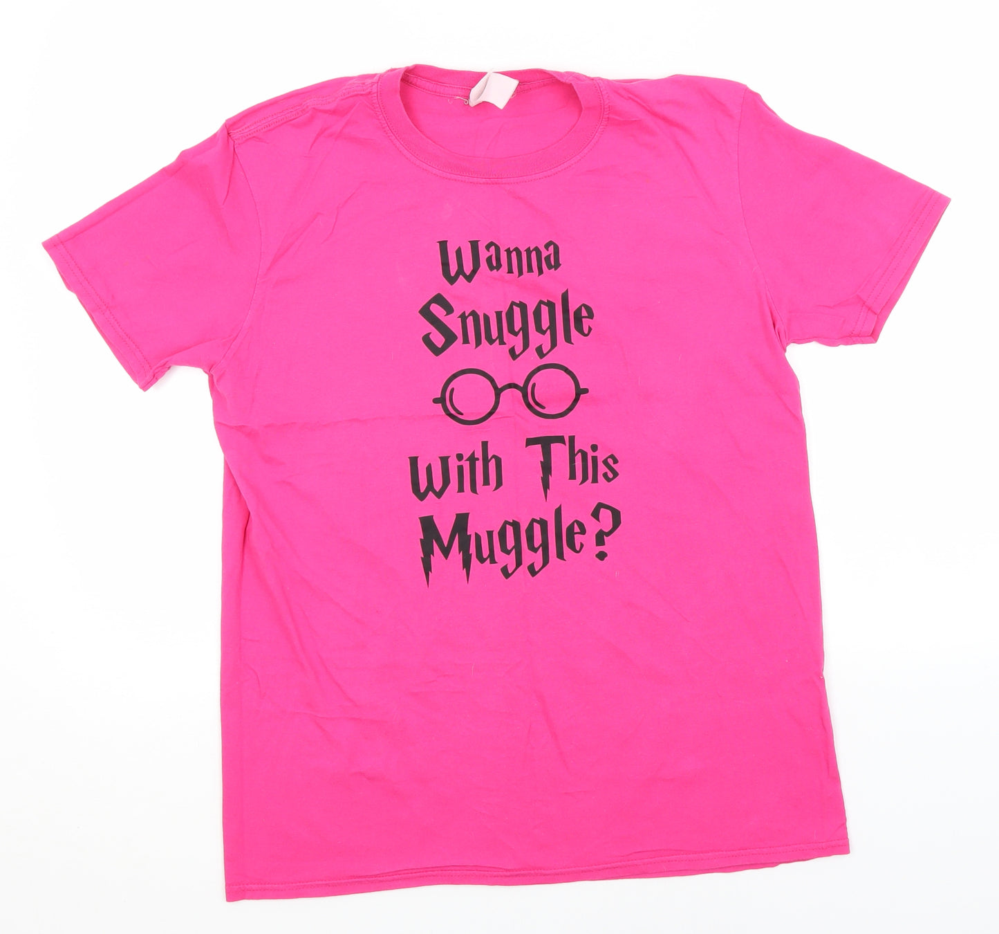 Harry Potter Womens Pink   Basic T-Shirt  Round Neck - Wanna Snuggle with this Muggle?