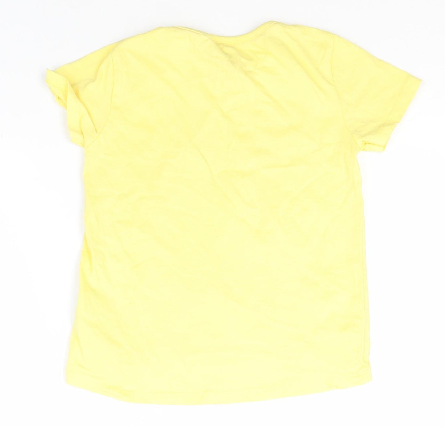 Blue Zoo Girls Yellow  Cotton Basic T-Shirt Size 5-6 Years Round Neck  - Zebra