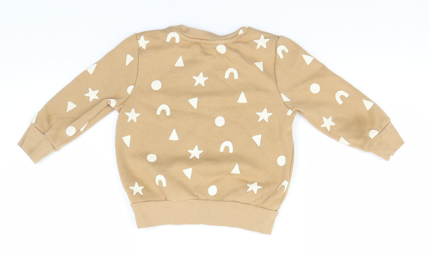 George Boys Brown Round Neck Geometric Cotton Pullover Jumper Size 2-3 Years