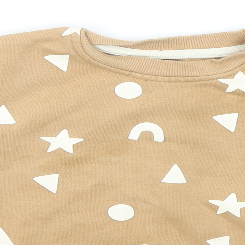 George Boys Brown Round Neck Geometric Cotton Pullover Jumper Size 2-3 Years