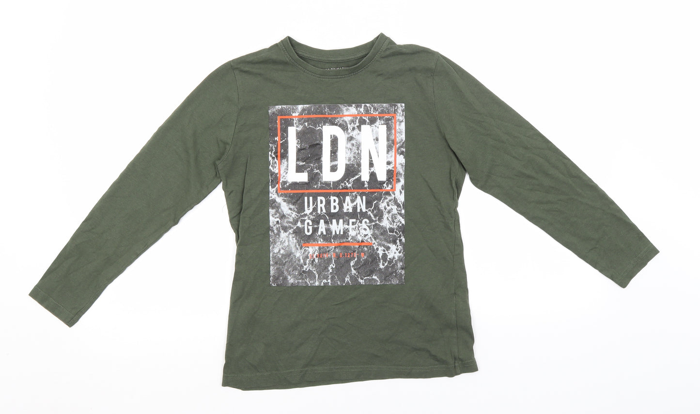 Primark Boys Green  Cotton Basic T-Shirt Size 9-10 Years Round Neck  - Urban Games