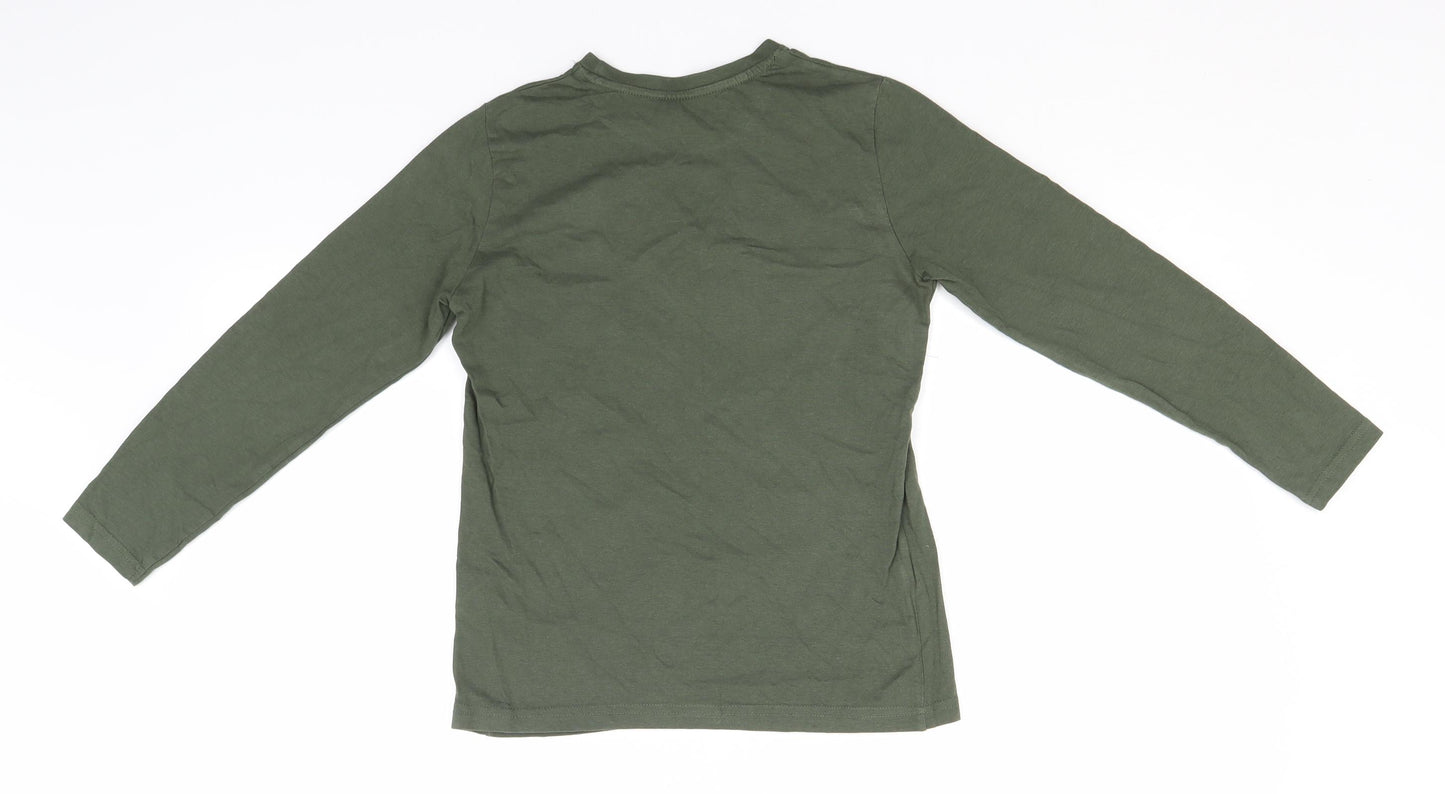 Primark Boys Green  Cotton Basic T-Shirt Size 9-10 Years Round Neck  - Urban Games