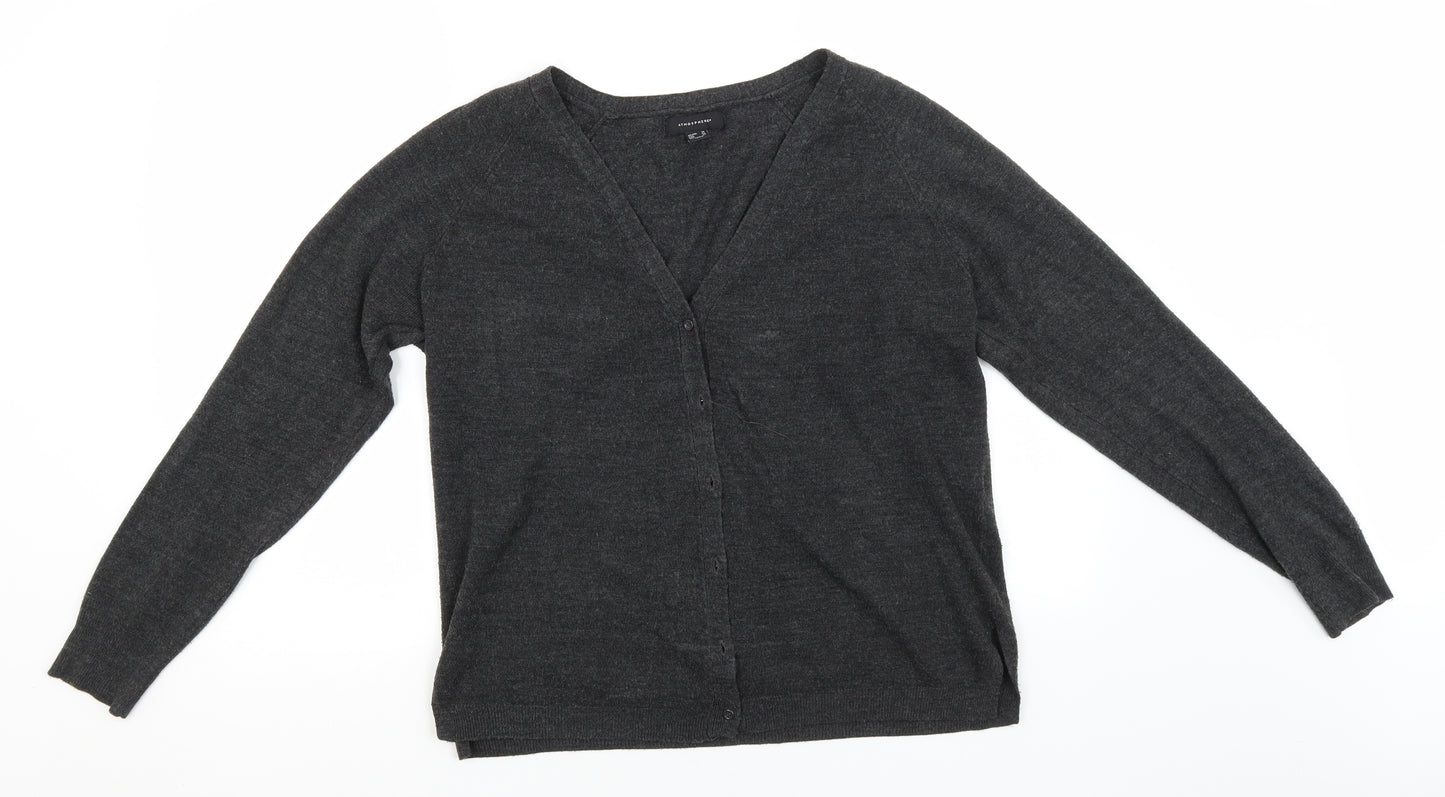 Atmosphere Womens Grey V-Neck  Acrylic Cardigan Jumper Size 14