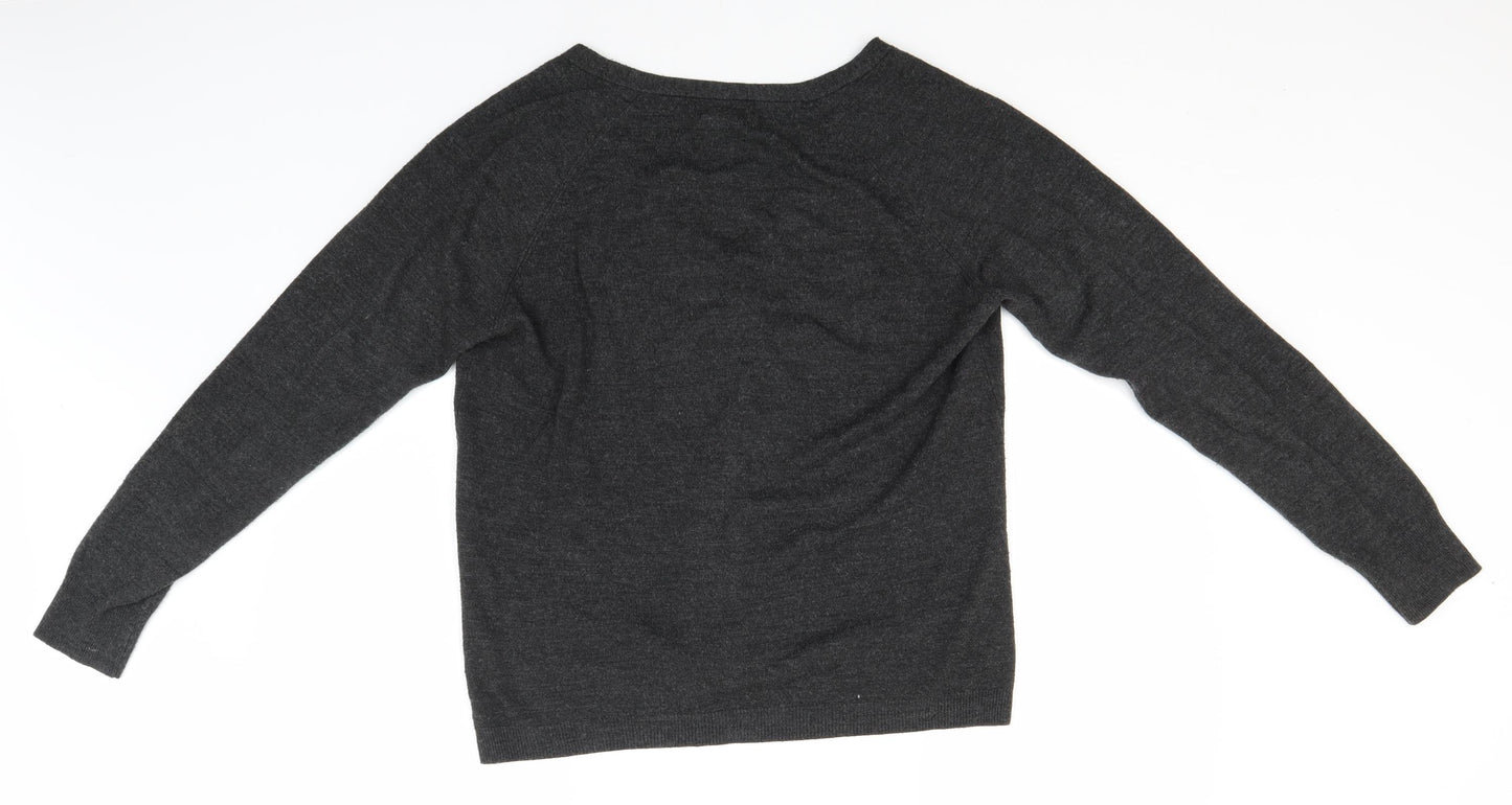 Atmosphere Womens Grey V-Neck  Acrylic Cardigan Jumper Size 14