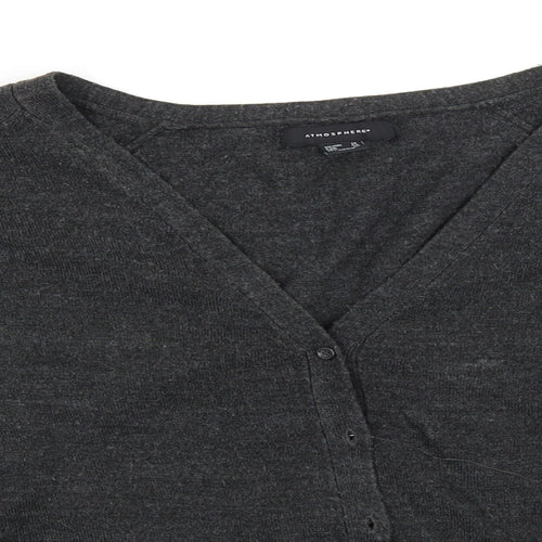 Atmosphere Womens Grey V-Neck  Acrylic Cardigan Jumper Size 14