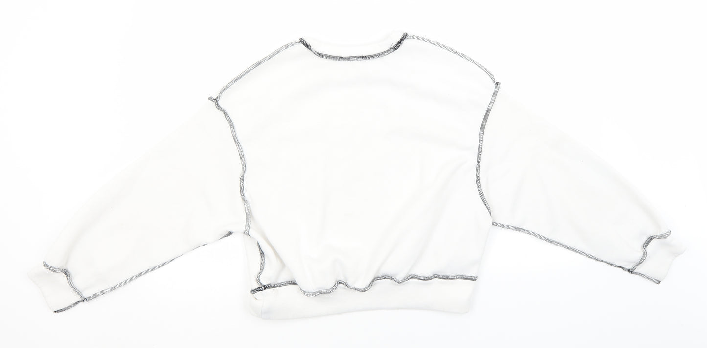 SheIn Womens White Round Neck  Polyester Pullover Jumper Size S