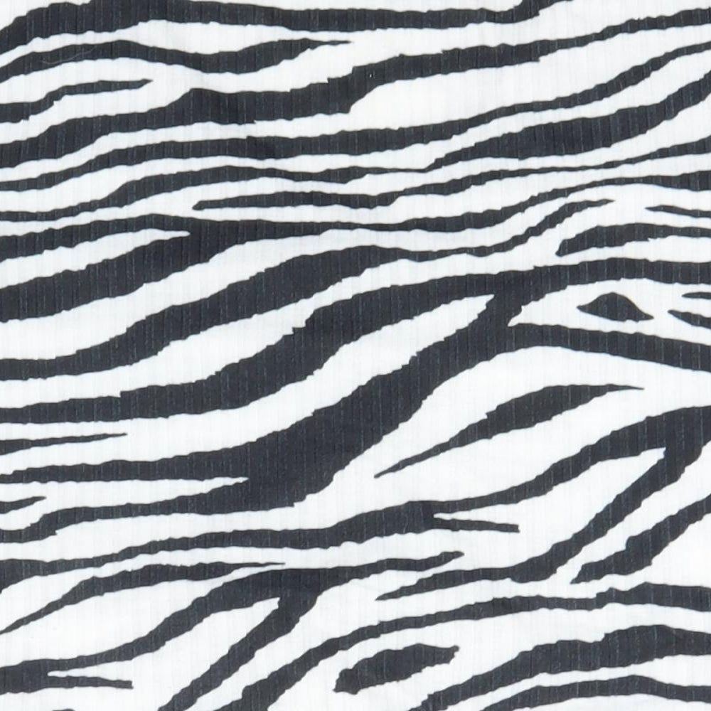 New Look Womens White Animal Print Polyester Basic T-Shirt Size 12 V-Neck