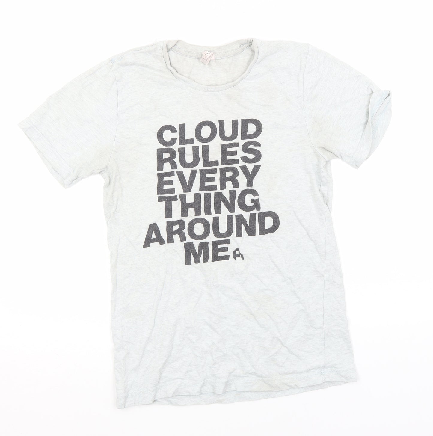 Canvas Womens Grey  Cotton Basic T-Shirt Size S Round Neck - Cloud Rules Every thing Around Me