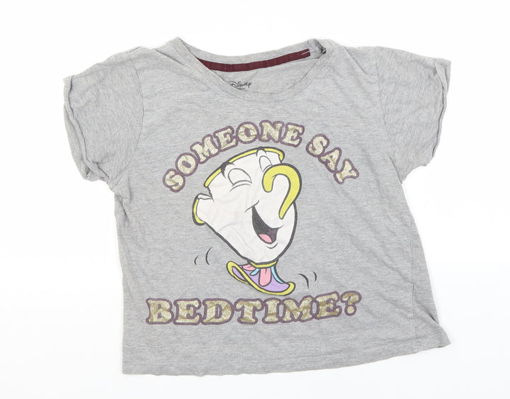 Disney Womens Grey Cotton Basic T-Shirt Size 6 Round Neck - Beauty and the Beast