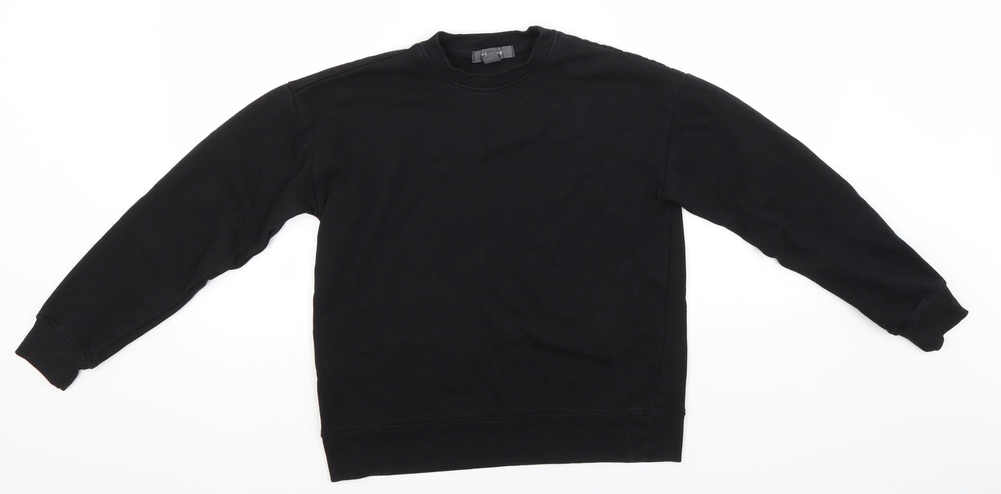 Primark Womens Black Round Neck  Cotton Pullover Jumper Size 4