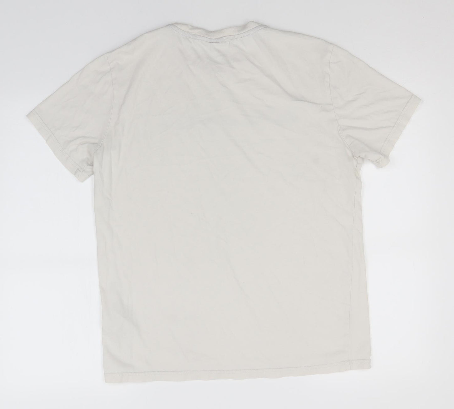 Champion Mens Ivory  Cotton  T-Shirt Size L Round Neck