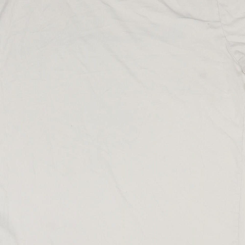 Champion Mens Ivory  Cotton  T-Shirt Size L Round Neck