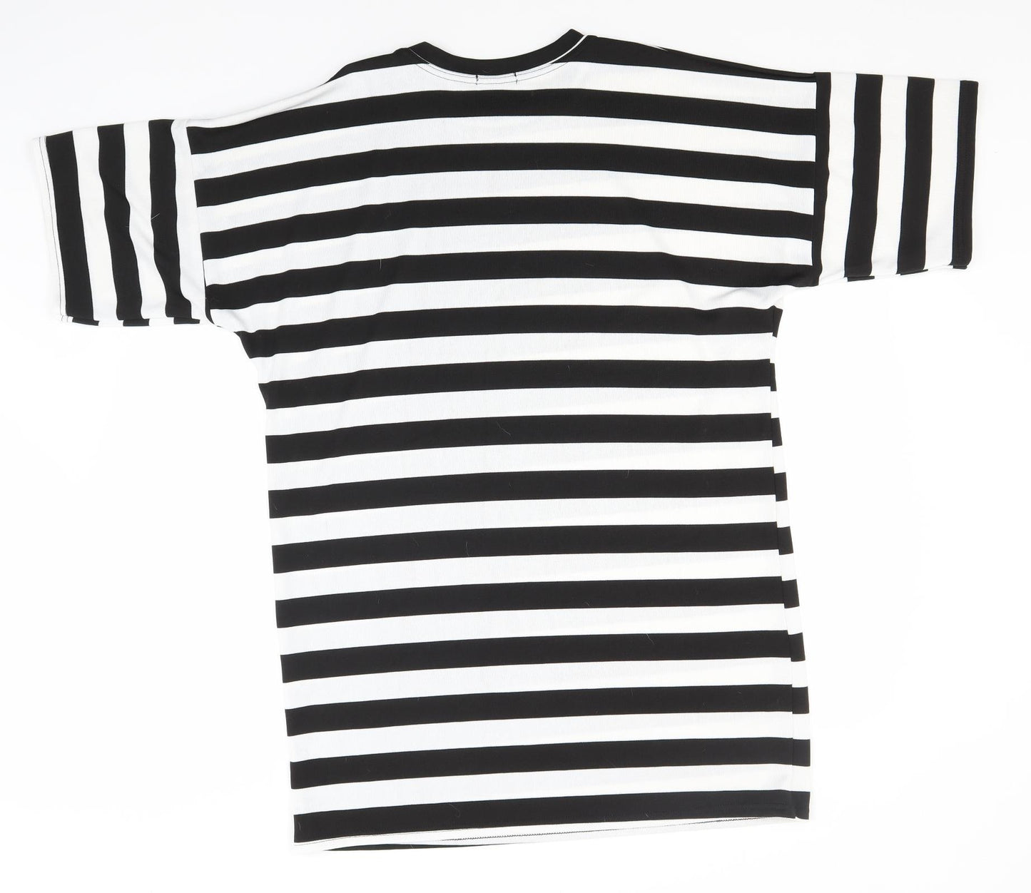 Boohoo Womens Black Round Neck Striped Polyester Pullover Jumper Size 14