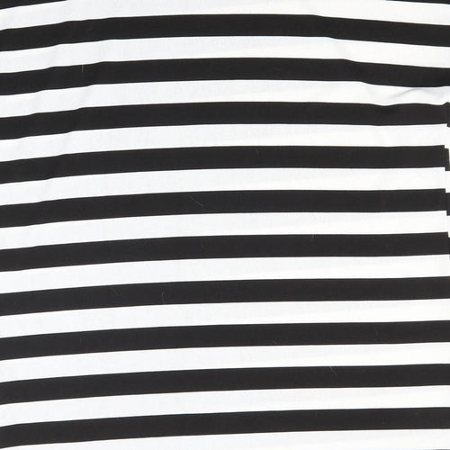 Boohoo Womens Black Round Neck Striped Polyester Pullover Jumper Size 14