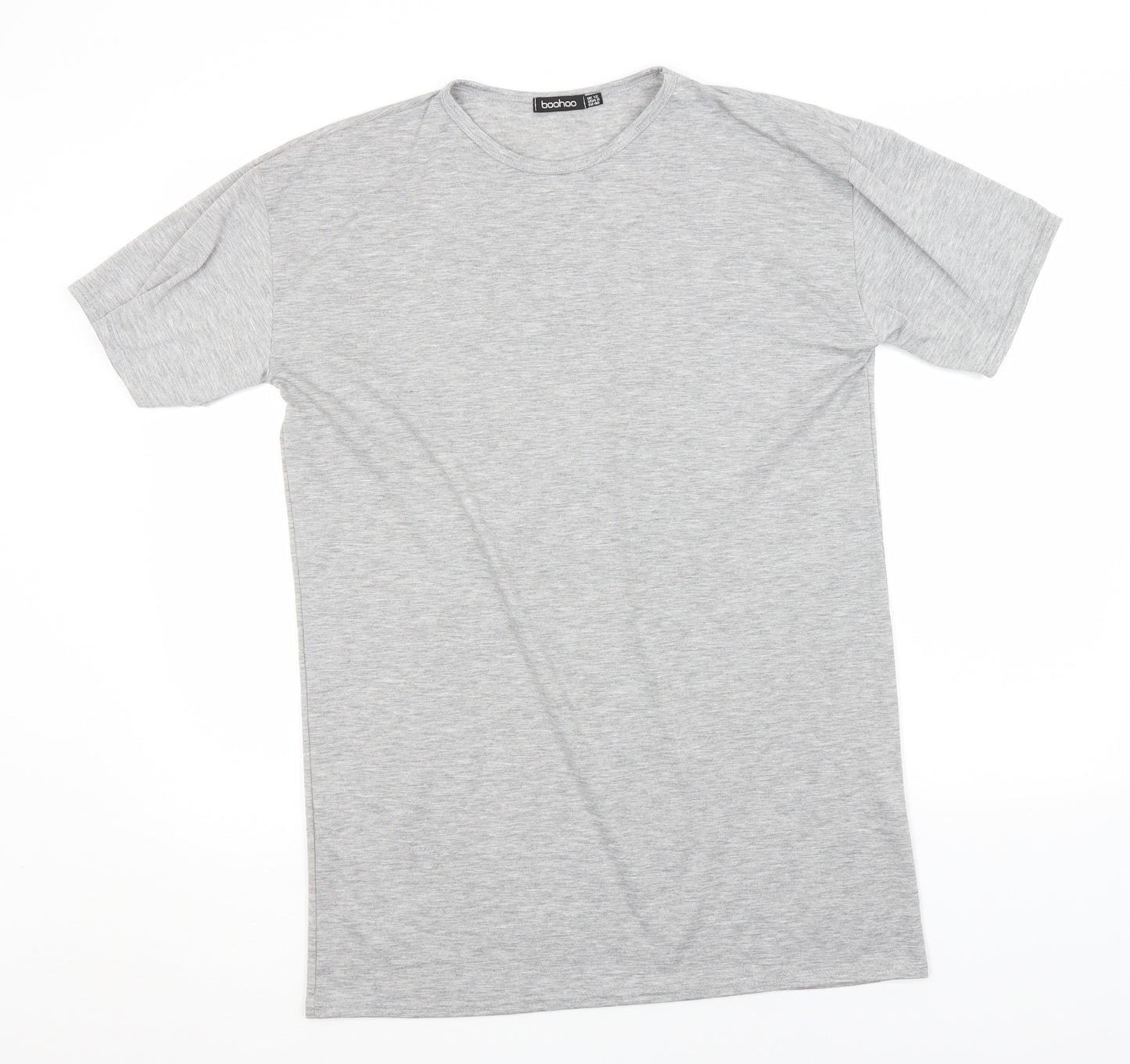 Boohoo Womens Grey  Polyester Basic T-Shirt Size 12 Round Neck