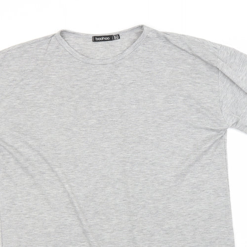 Boohoo Womens Grey  Polyester Basic T-Shirt Size 12 Round Neck