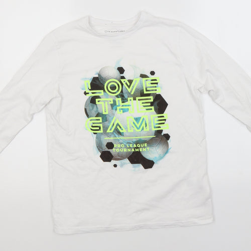 Primark Boys White  Cotton Basic T-Shirt Size 11-12 Years Round Neck  - Love the Game