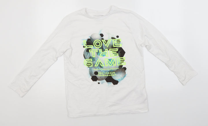 Primark Boys White Cotton Basic T-Shirt Size 11-12 Years Round Neck - Love the Game