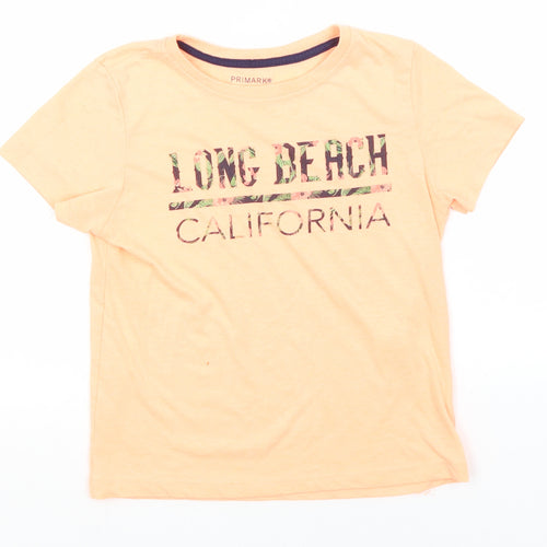Primark Girls Orange  Polyester Basic T-Shirt Size 7-8 Years Round Neck  - Long Beach, California