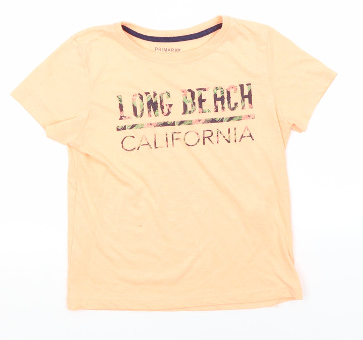 Primark Girls Orange  Polyester Basic T-Shirt Size 7-8 Years Round Neck  - Long Beach, California