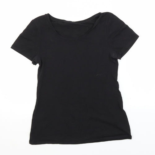 Preworn Womens Black  Acrylic Basic T-Shirt Size M Round Neck