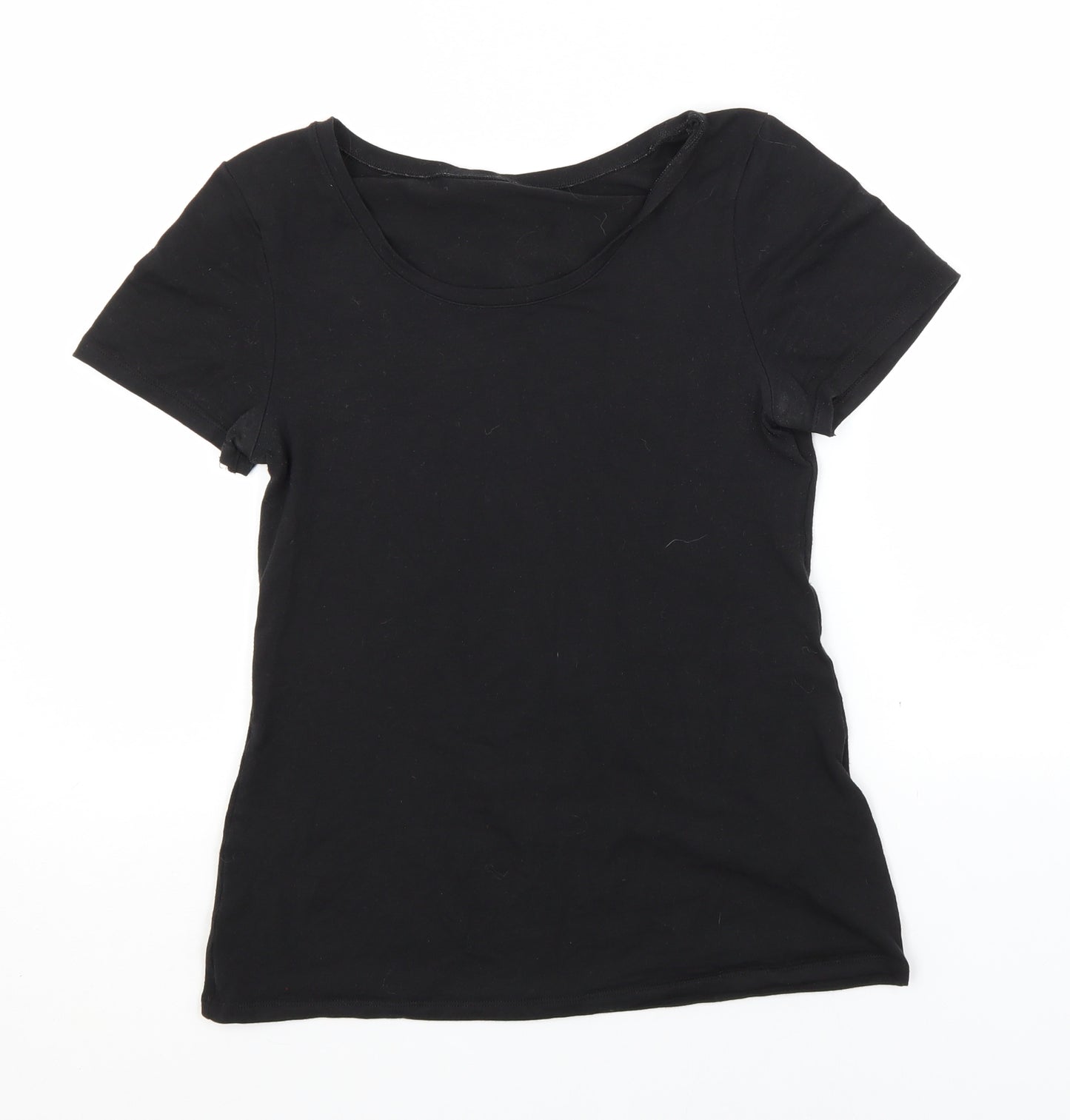 Preworn Womens Black  Acrylic Basic T-Shirt Size M Round Neck