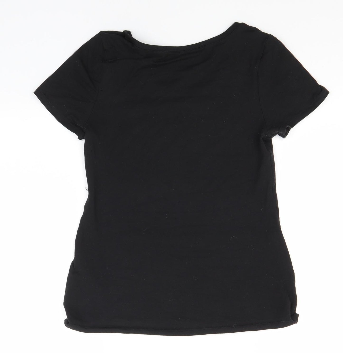 Preworn Womens Black  Acrylic Basic T-Shirt Size M Round Neck