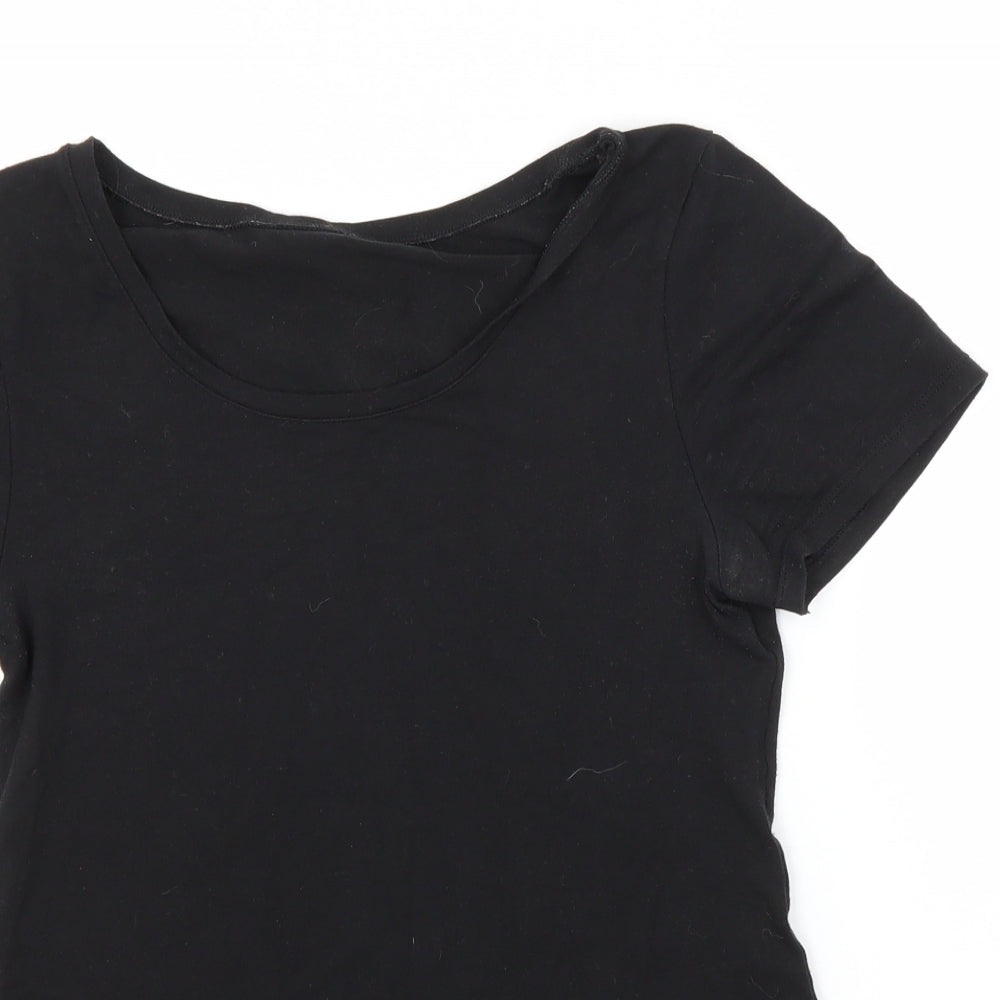 Preworn Womens Black  Acrylic Basic T-Shirt Size M Round Neck